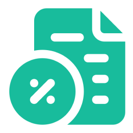 Document icon with percentage symbol overlay.