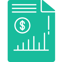 Financial report icon with dollar sign.